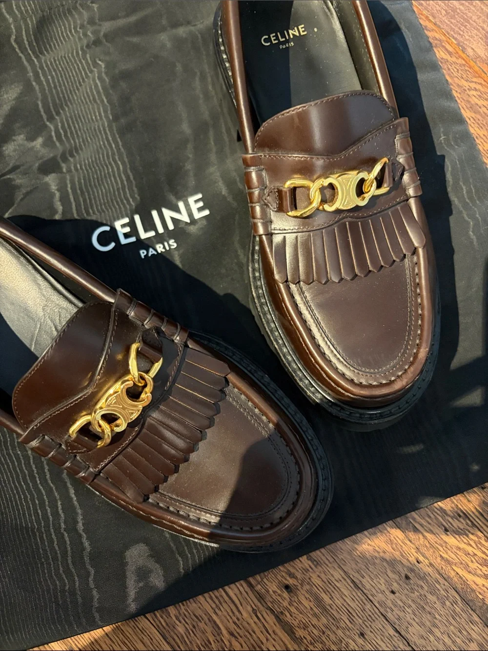 Celine Brown Leather Margaret Loafers